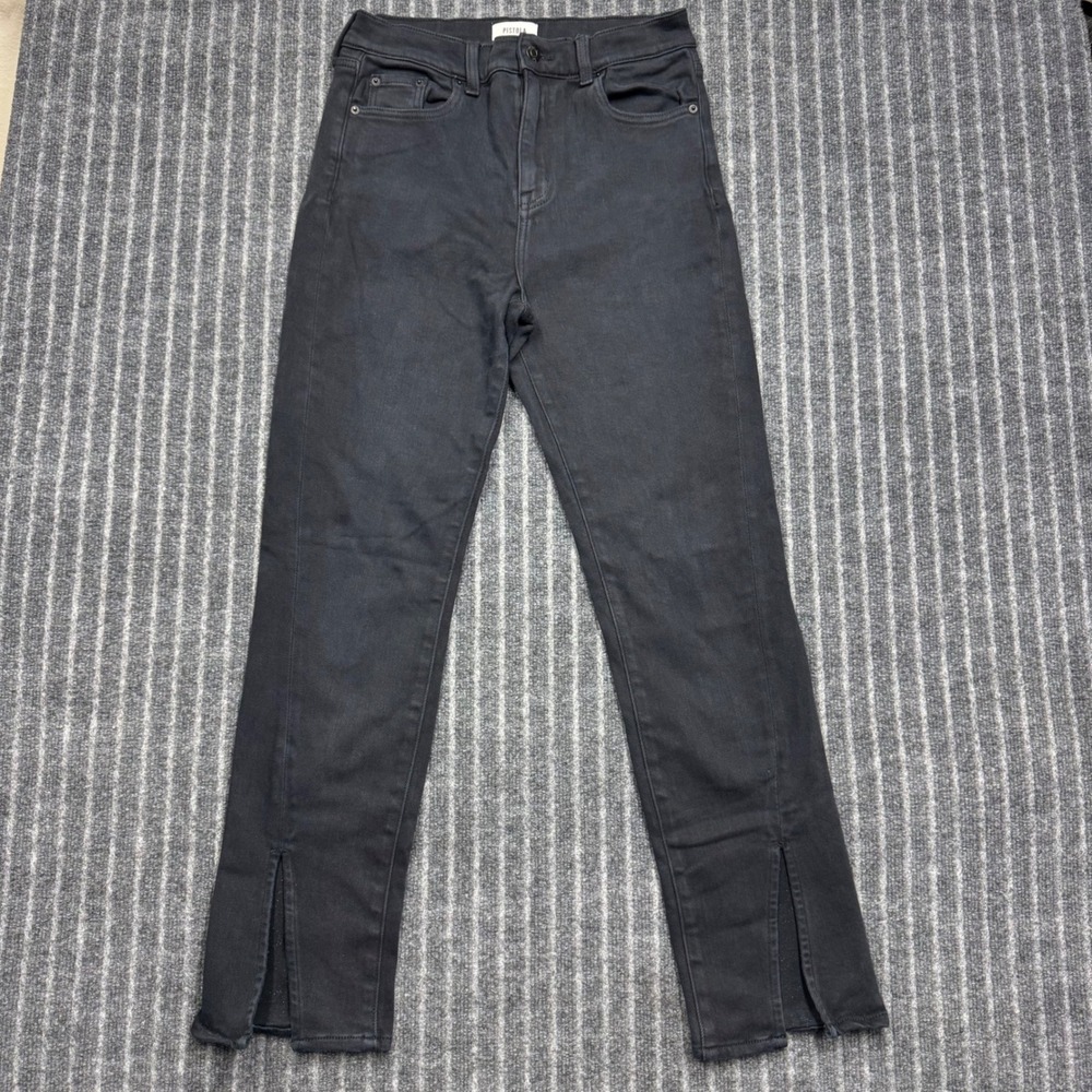 Pistola Womens 29 Black P00016654SR Slim Front Slit Hem Jeans (2407)
